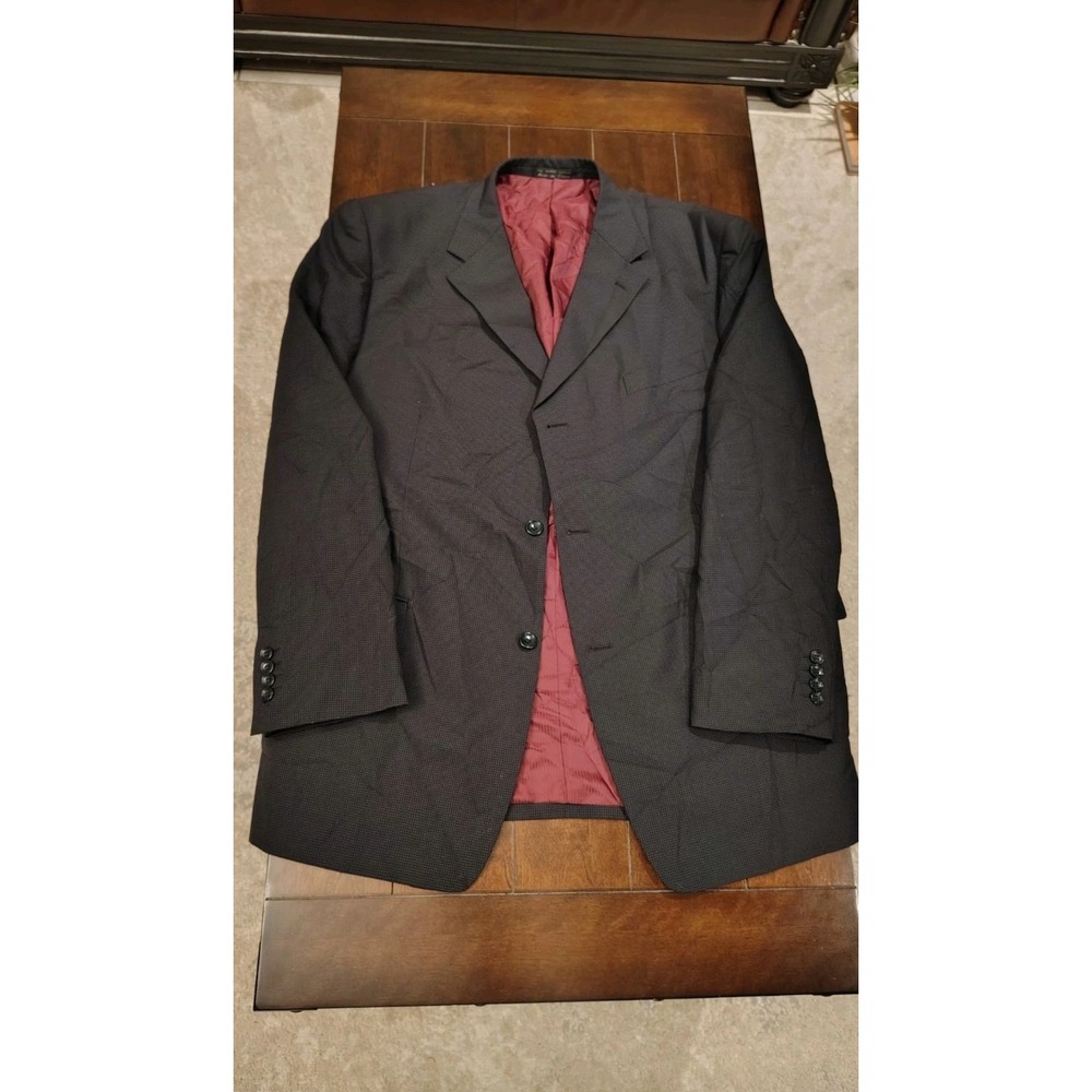 Claudio Morelli Mens 44.5 Wool Suit Jacket Blazer Charcoal Grey Micro Check